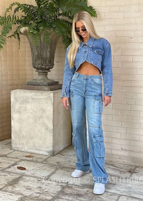 Stefani Denim Cargo Pants