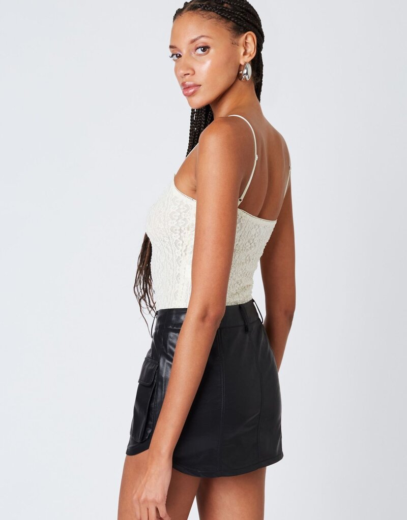 Faux Leather Cargo Pocket Mini Skirt