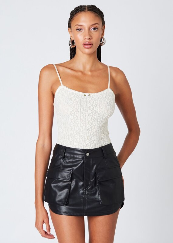 Faux Leather Cargo Pocket Mini Skirt