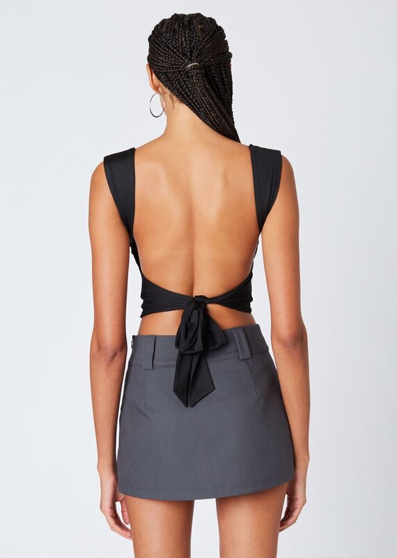 Square Neck Tie Back Crop Top