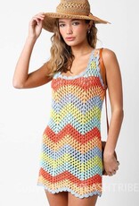 Chevron Crochet Coverup Mini Dress