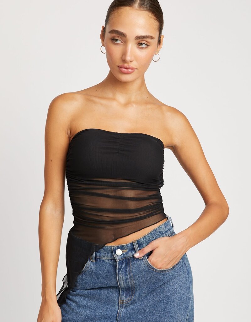 Mesh Asymmetrical Tube Top