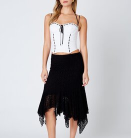 Lace Asymmetrical Hem Midi Skirt