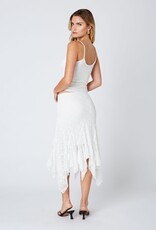 Lace Asymmetrical Hem Midi Skirt