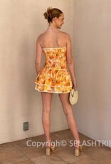 Citrus Smocked Strapless Mini Dress