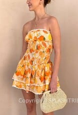 Citrus Smocked Strapless Mini Dress