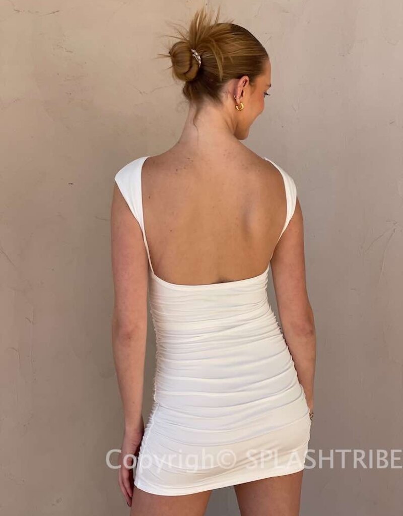 Ruched Mini Dress With Open Back