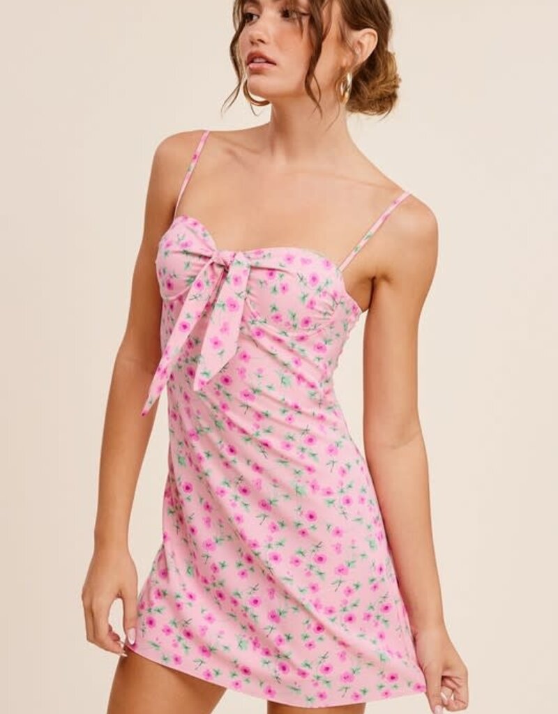 Ditsy Floral Tie Front Bustier Mini Dress