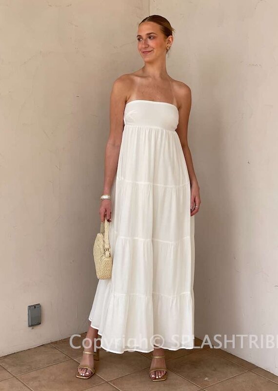 Strapless Open Tie Back Maxi Dress