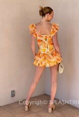 Citrus Ruffle Shoulder Mini Dress