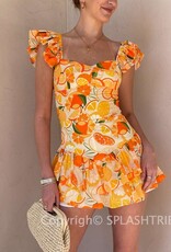 Citrus Ruffle Shoulder Mini Dress