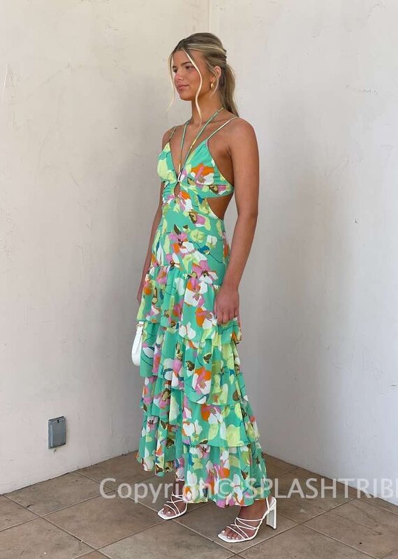 Aneira Floral Tiered Maxi Dress