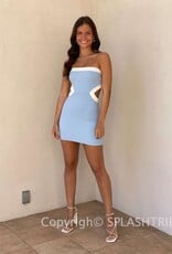 Contrast Cutout Strapless Mini Dress