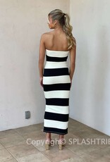 Stripe Tube Top Midi Dress