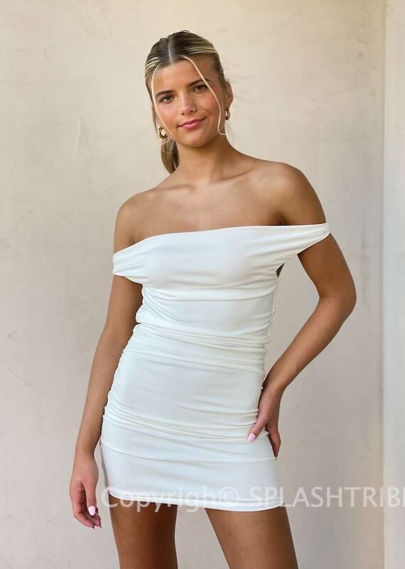 Asymmetric Off Shoulder Mini Dress