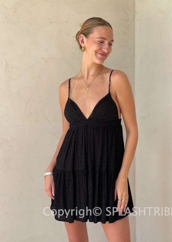 Eyelet Bust Swiss Dot Mini Dress