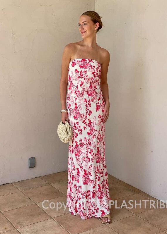 Floral Simple Strapless Maxi Dress