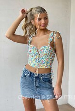 Ditsy Floral Ruffle Strap Corset Top