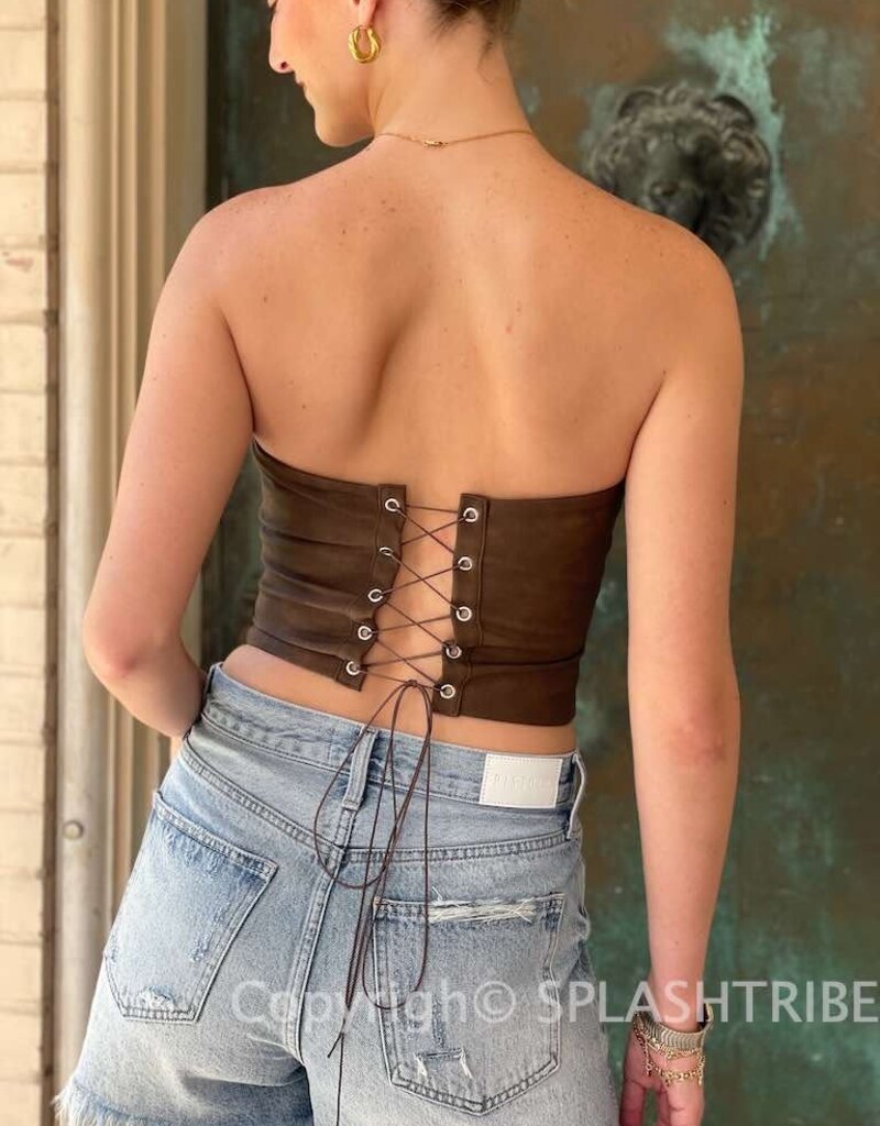 Western Faux Leather Corset Top