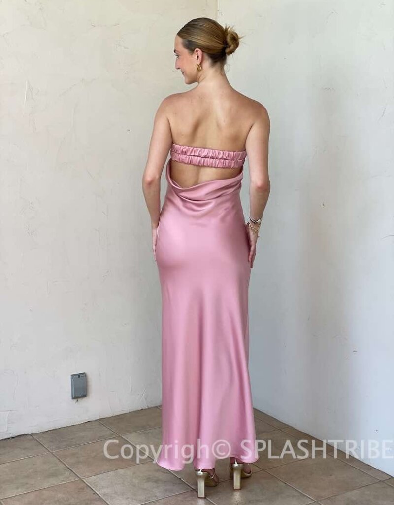 Satin Scrunch Back Maxi Dress