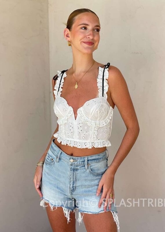 Knox Eyelet Ruffle Crop Top