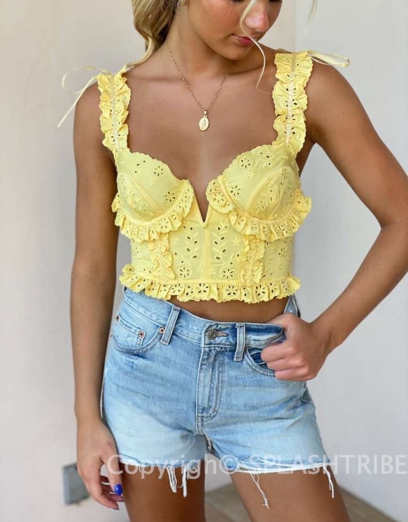 Knox Eyelet Ruffle Crop Top