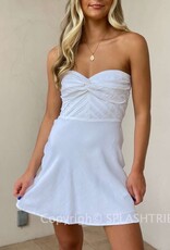 Linen Twist Front Strapless Mini Dress