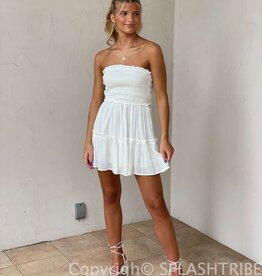 Solid Smocked Bust Tie Back Mini Dress