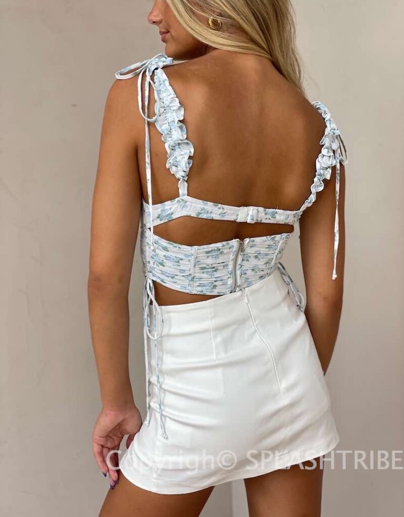 Floral Ruffle Strap Corset Top