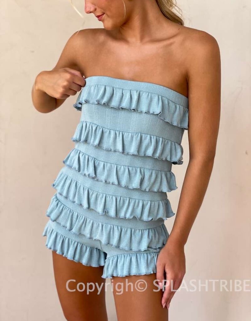 Frilly Strapless Romper
