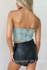 Frayed Flame Denim Corset Top