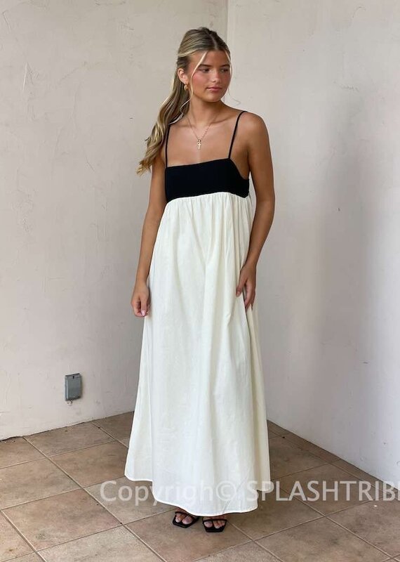 Color Block Strap Maxi Dress