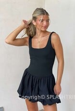 Under Bust Bubble Hem Mini Dress