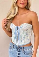 Floral Lace Trim Strapless Crop Top