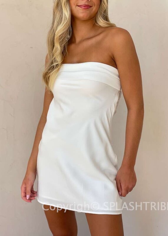 Macy Strapless Cowl Back Mini Dress