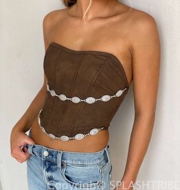 Western Concho Faux Leather Corset Top