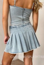 Kaelyn Denim Pleated Skirt