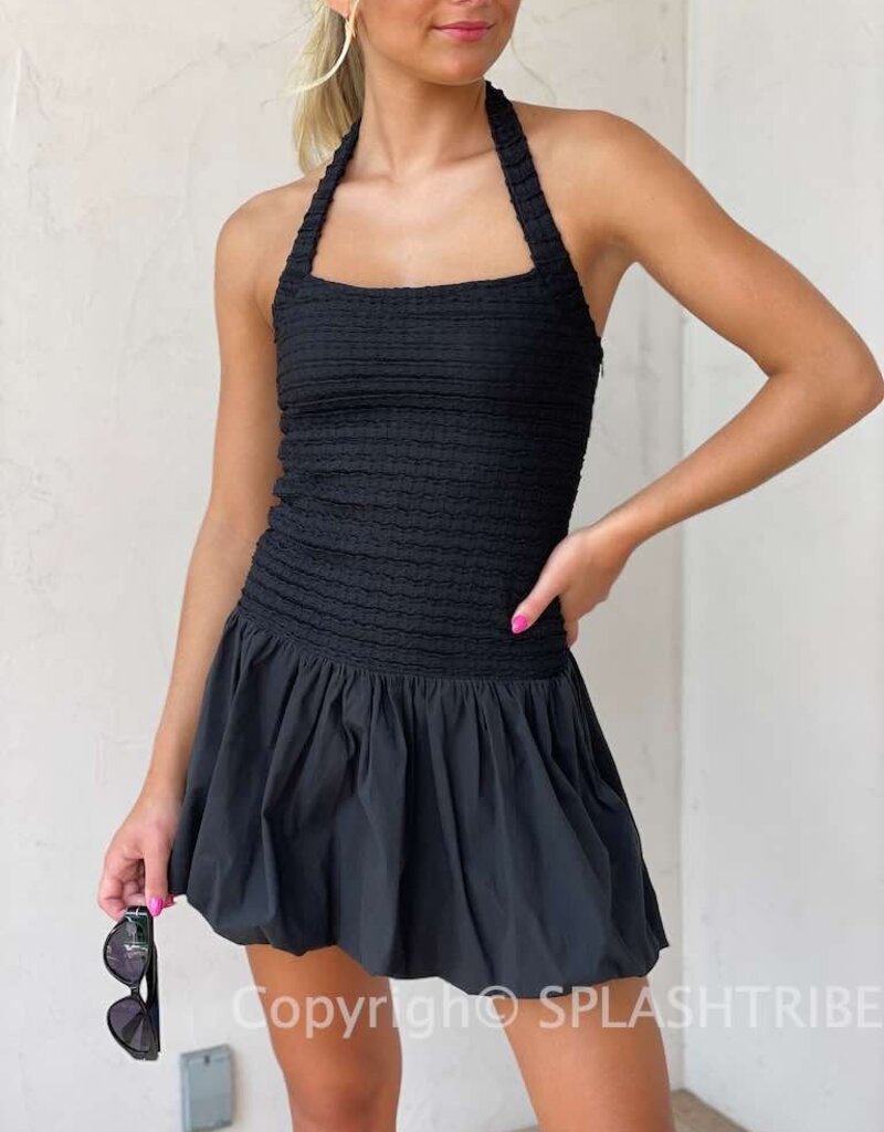 Powell Textured Bubble Hem Mini Dress