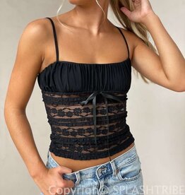 See Through Floral Embroidered Lace Cami Top