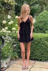 Swiss Dot Tie Strap Tiered Mini Dress