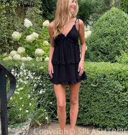 Swiss Dot Tie Strap Tiered Mini Dress