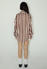 Satin Stripe Button Down Long Sleeve Shirt