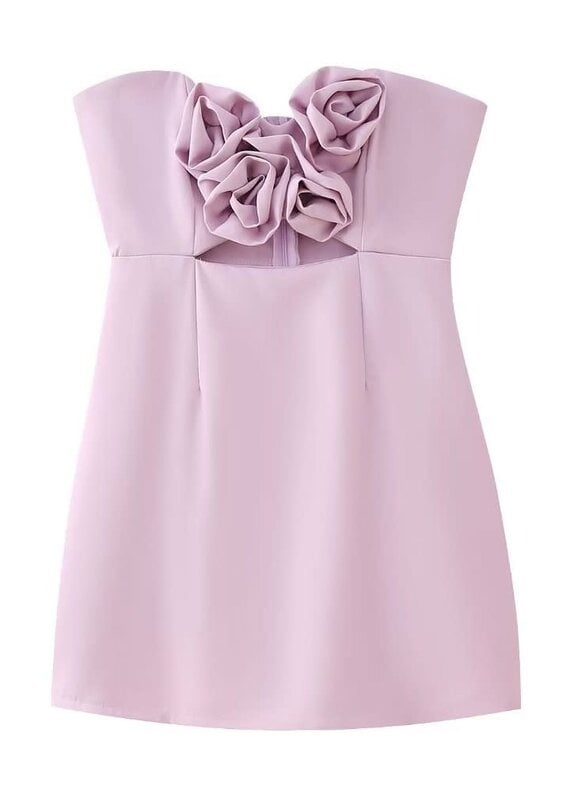 Rosette Cutout Strapless Mini Dress