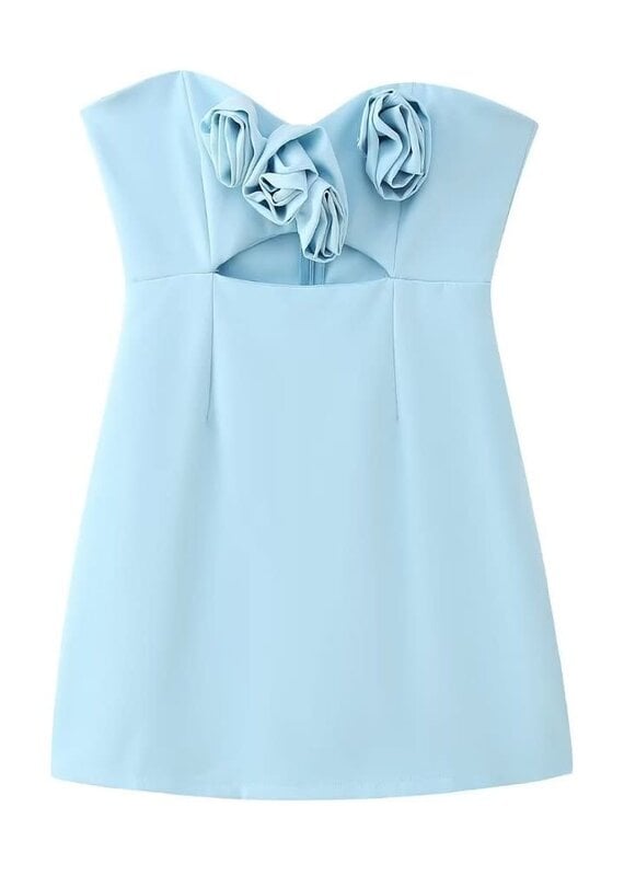 Rosette Cutout Strapless Mini Dress