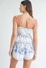 Scalloped Floral Peplum Top and Short Set