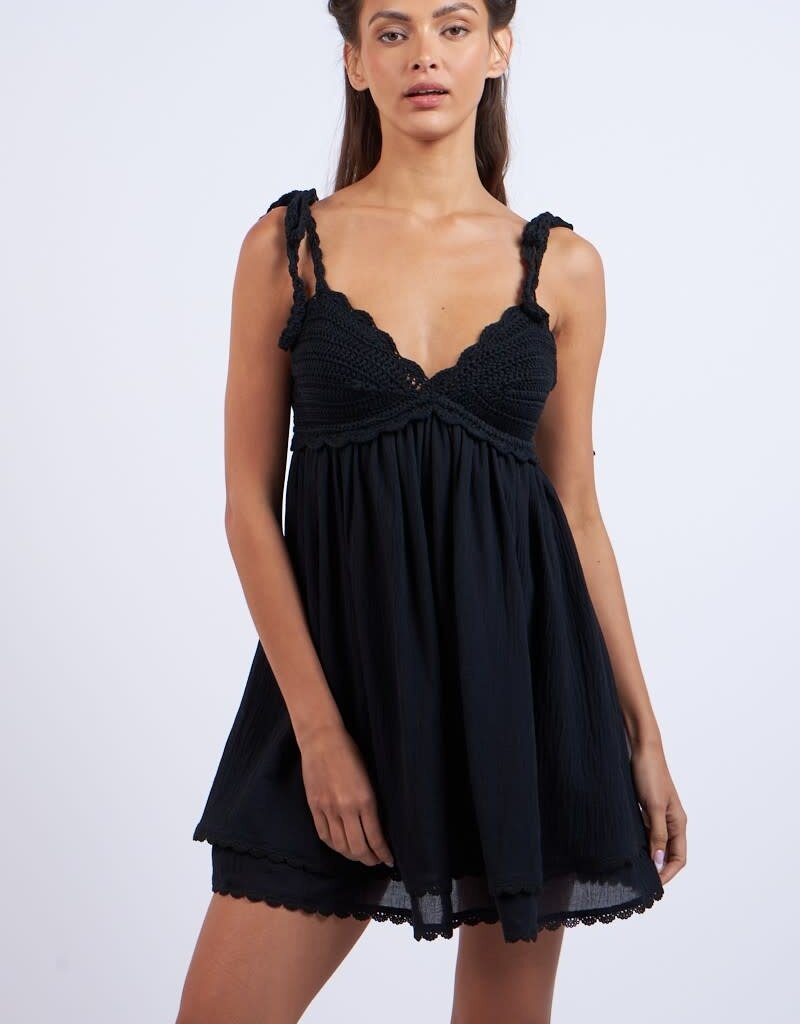 Crochet Bust Shoulder Tie Mini Dress