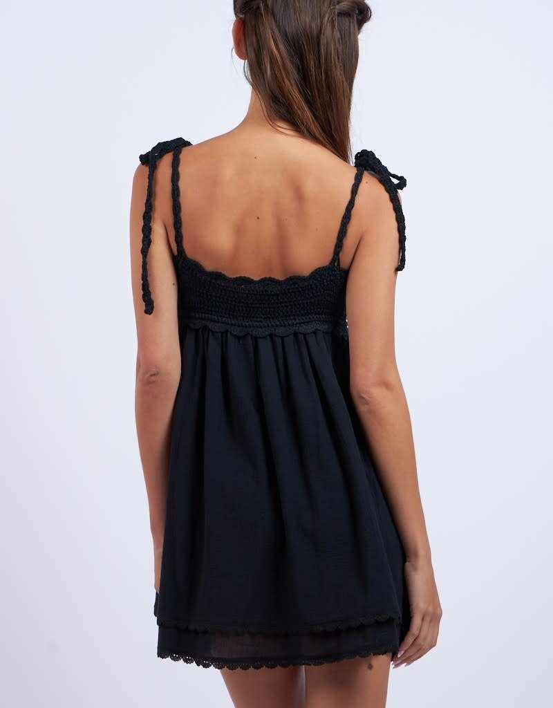Crochet Bust Shoulder Tie Mini Dress