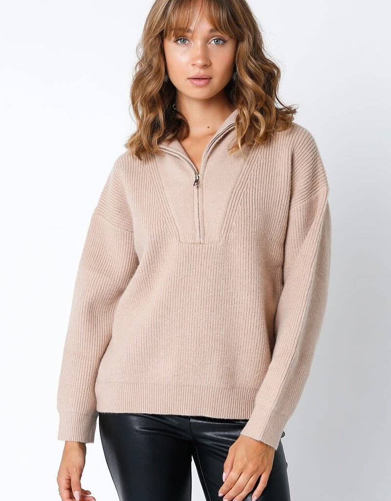 Tan quarter zip sweater sale