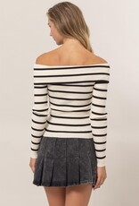 Striped Off The Shoulder Ribbed Top