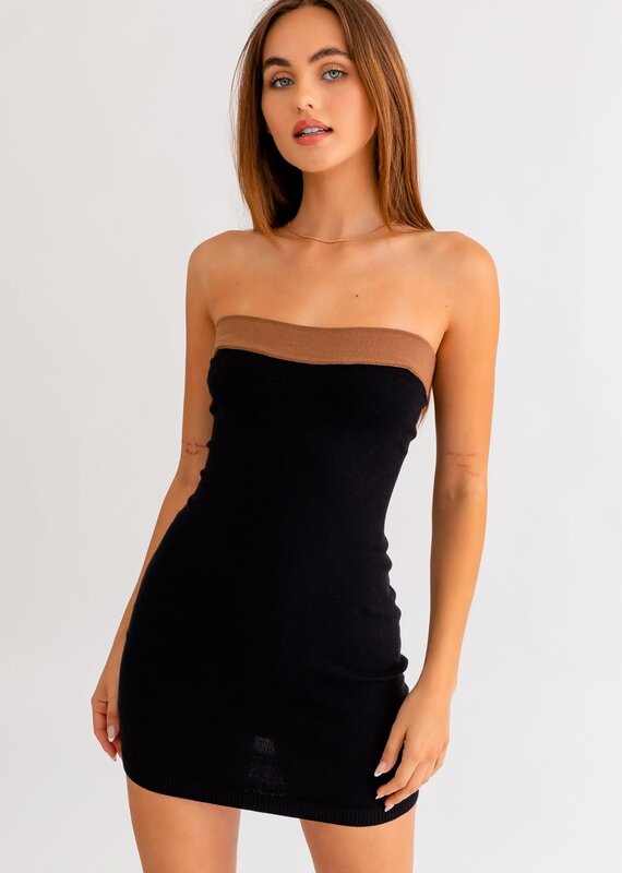 Mini Color Block Fitted Knit Dress